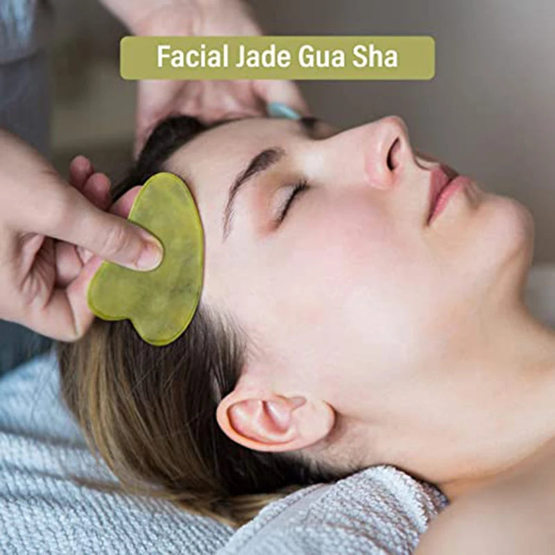 Kit Gua Sha + Rouleau Jade Naturel — Massage Visage | Drainant & Anti-Rides